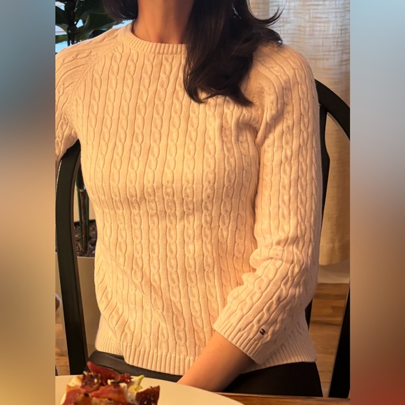 Women's Cream Cable Knit Sweater - Picture 4 of 5